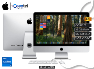 APPLE IMAC A2116 21.5" 4K CORE I7, 16GB RAM, 512GB SSD, 2GB GRAFICA